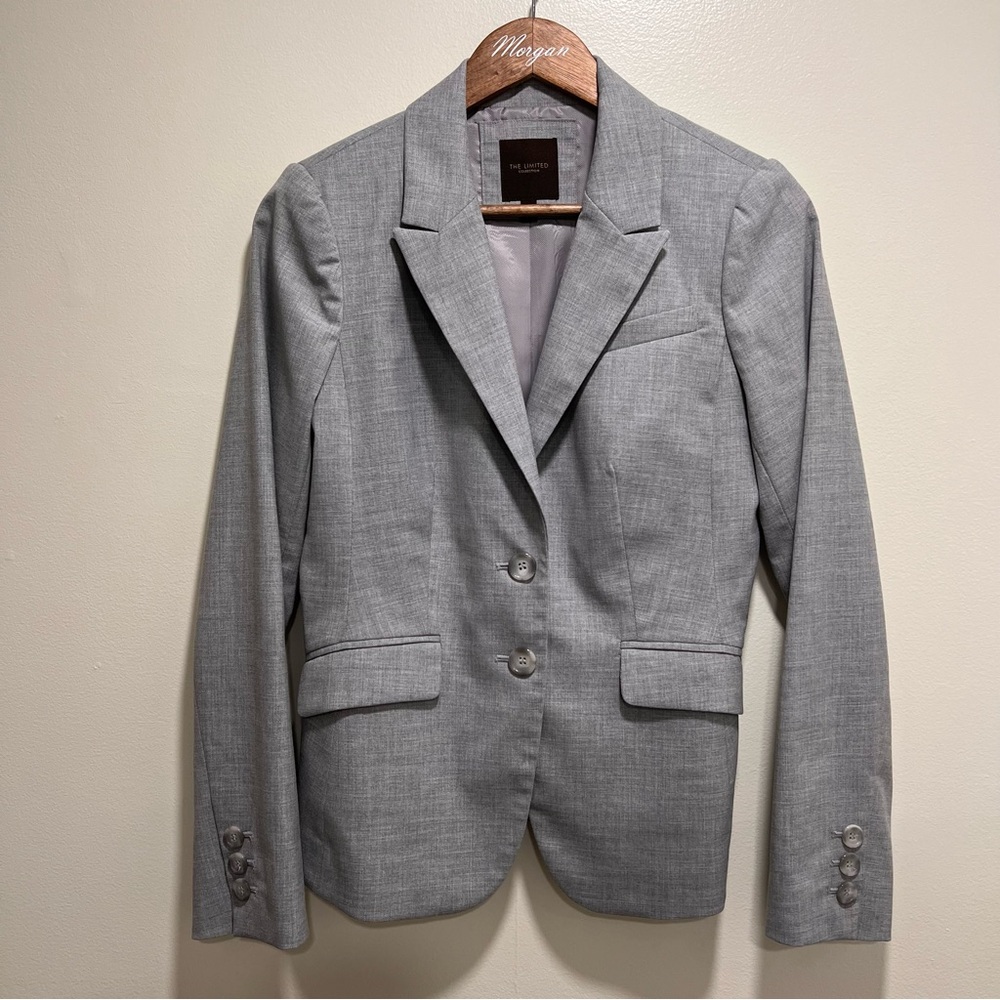 The Limited Collection Light Gray Blazer Two Button, Size 4, Career